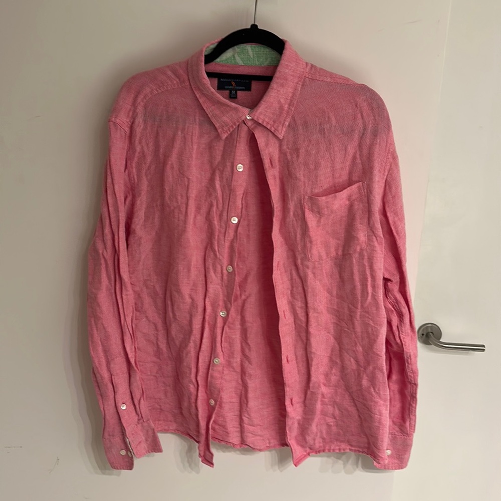 Margaritaville pink linen button down - size medium